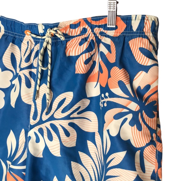 Tommy Bahama Tropical Floral Swim Trunks Blue Orange Mesh Lined Beach Men's XL - Picture 3 of 9